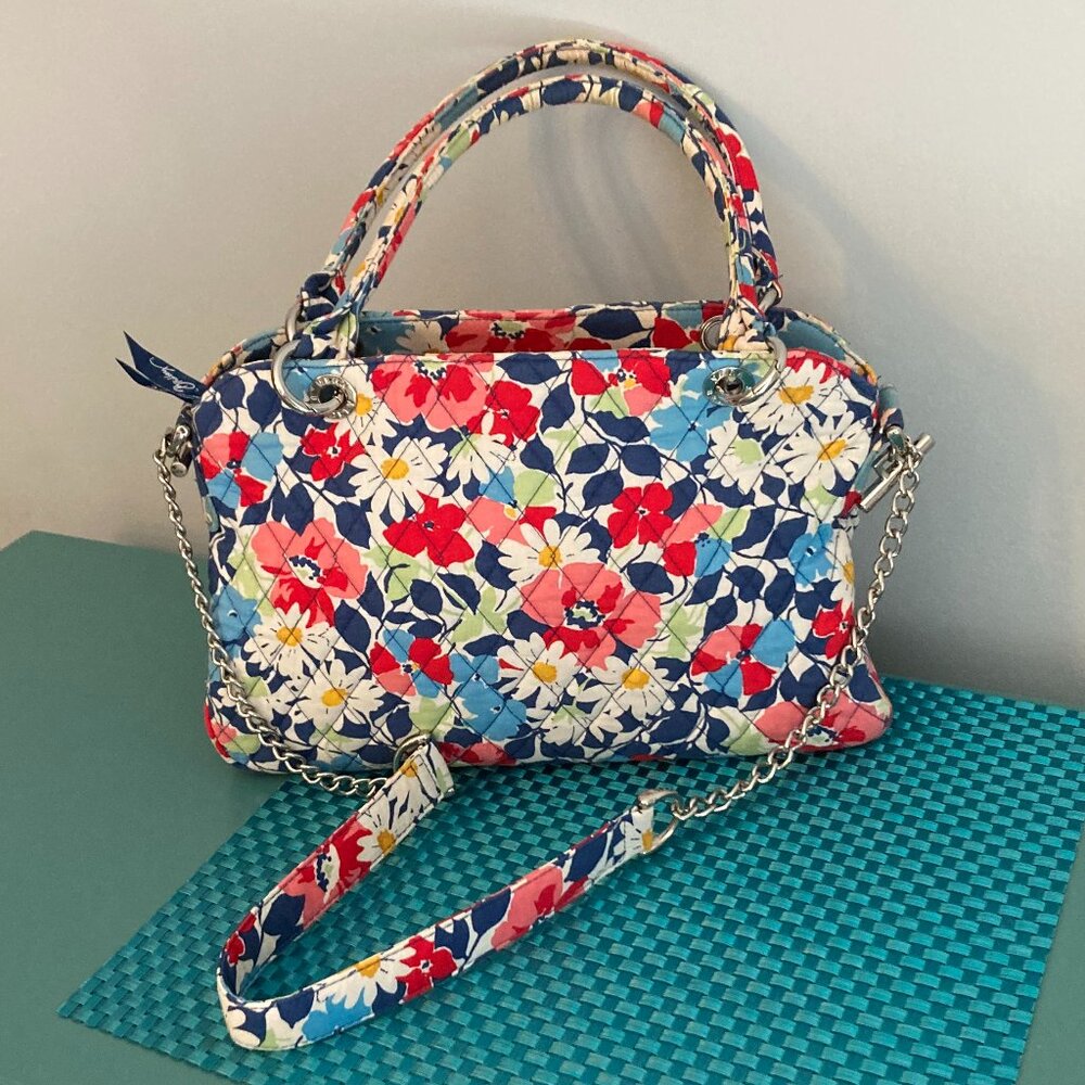 Vera Bradley Floral Satchel Shoulder Bag Like New Summer Cottage